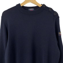 Load image into Gallery viewer, Paul and Shark Navy 100% Wool Crew Neck Sweater - Extra Large (XL) PTP 22&quot;
