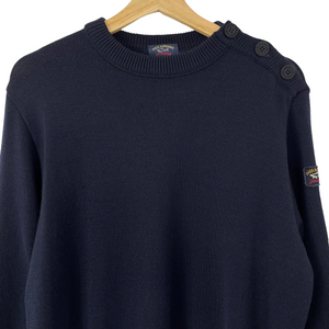 Paul and Shark Navy 100% Wool Crew Neck Sweater - Extra Large (XL) PTP 22"