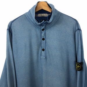 Stone Island Blue Zip / Button Up Sweater - Extra Large (XL) PTP 25"