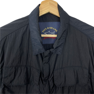 Paul and Shark Navy Econyl Nylon Metal Overshirt - Large (L) PTP 24"