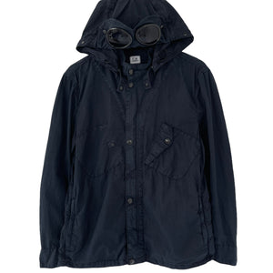 C.P Company Navy Goggle Hooded Overshirt - Medium (M) PTP 21.5"