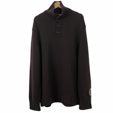 Load image into Gallery viewer, Stone Island Brown Button Up Embroidered Logo Knitted Jumper - Large (L) PTP 25.25&quot;
