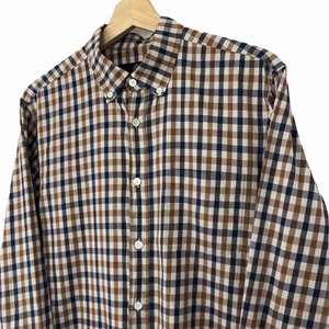 Aquascutum House Check Long Sleeved Shirt - Medium (M) PTP 20.25"