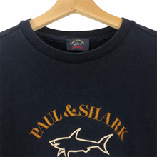 Load image into Gallery viewer, Paul and Shark Navy Embroidered Logo Crew Neck Sweater - Medium (M) PTP 20.25&quot;
