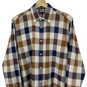 Aquascutum Block Check Long Sleeved Shirt - Medium (M) PTP 20.5"