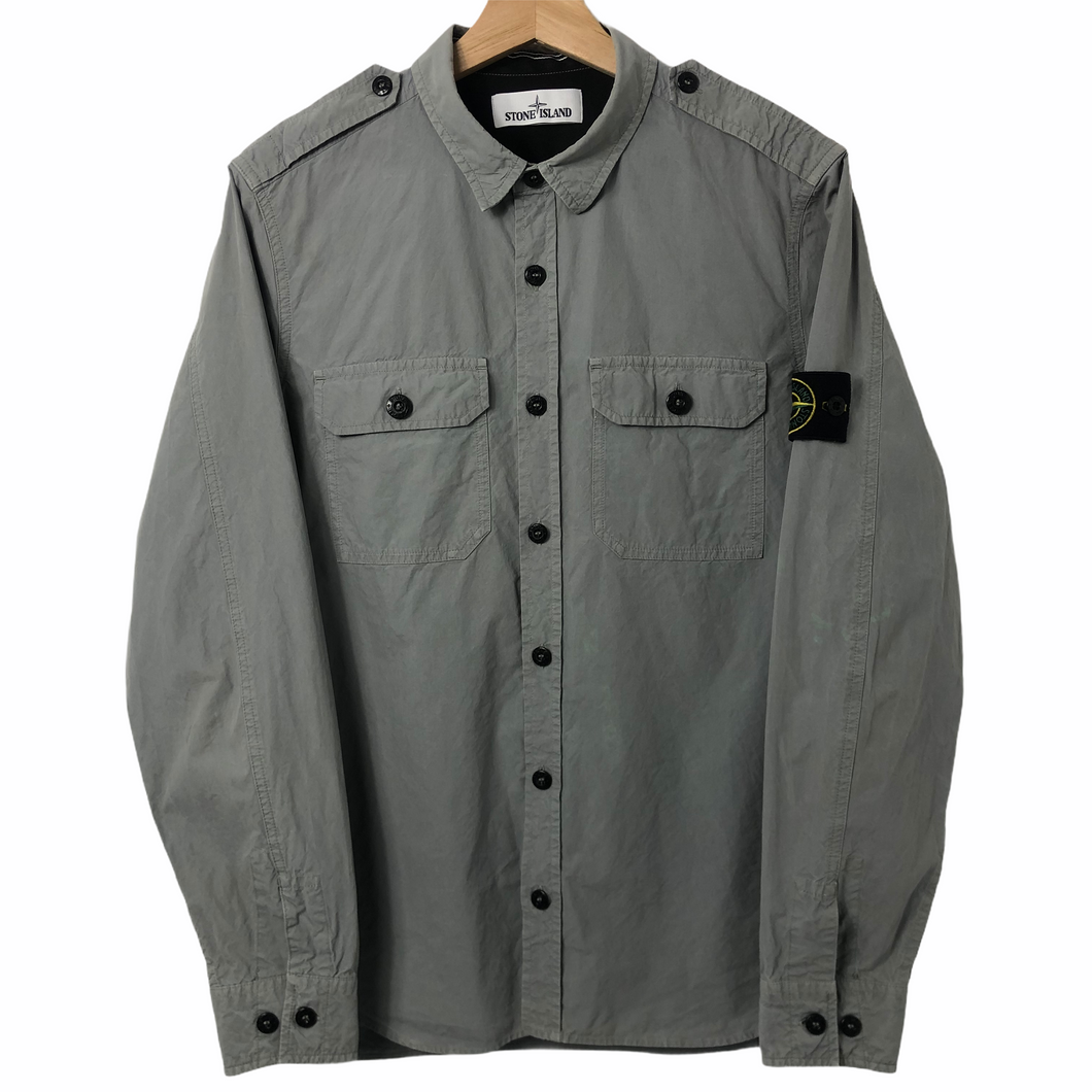 Stone Island Grey Button Up Lightweight Overshirt - Large (L) PTP 20
