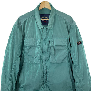 Paul and Shark Water Green Econyl Nylon Metal Overshirt - Triple Extra Large (XXXL) PTP 27"