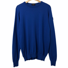 Load image into Gallery viewer, Paul and Shark Blue 100% Wool Crew Neck Logo Sweater - Large (L) PTP 22.5&quot;
