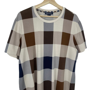 Aquascutum Block Check Short Sleeved T-Shirt - Large (L) PTP 21.25"