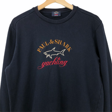 Load image into Gallery viewer, Paul and Shark Navy Embroidered Logo Crew Neck Sweater - Medium (M) PTP 21&quot;
