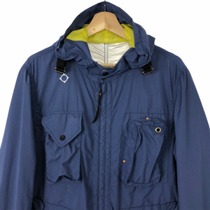 Ma.Strum Blue Multi Pocket Hooded Sniper Jacket - Medium (M) PTP 22.75"