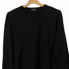 Load image into Gallery viewer, Paul and Shark Black 100% Wool Crew Neck Logo Sweater - Medium (M) PTP 20&quot;
