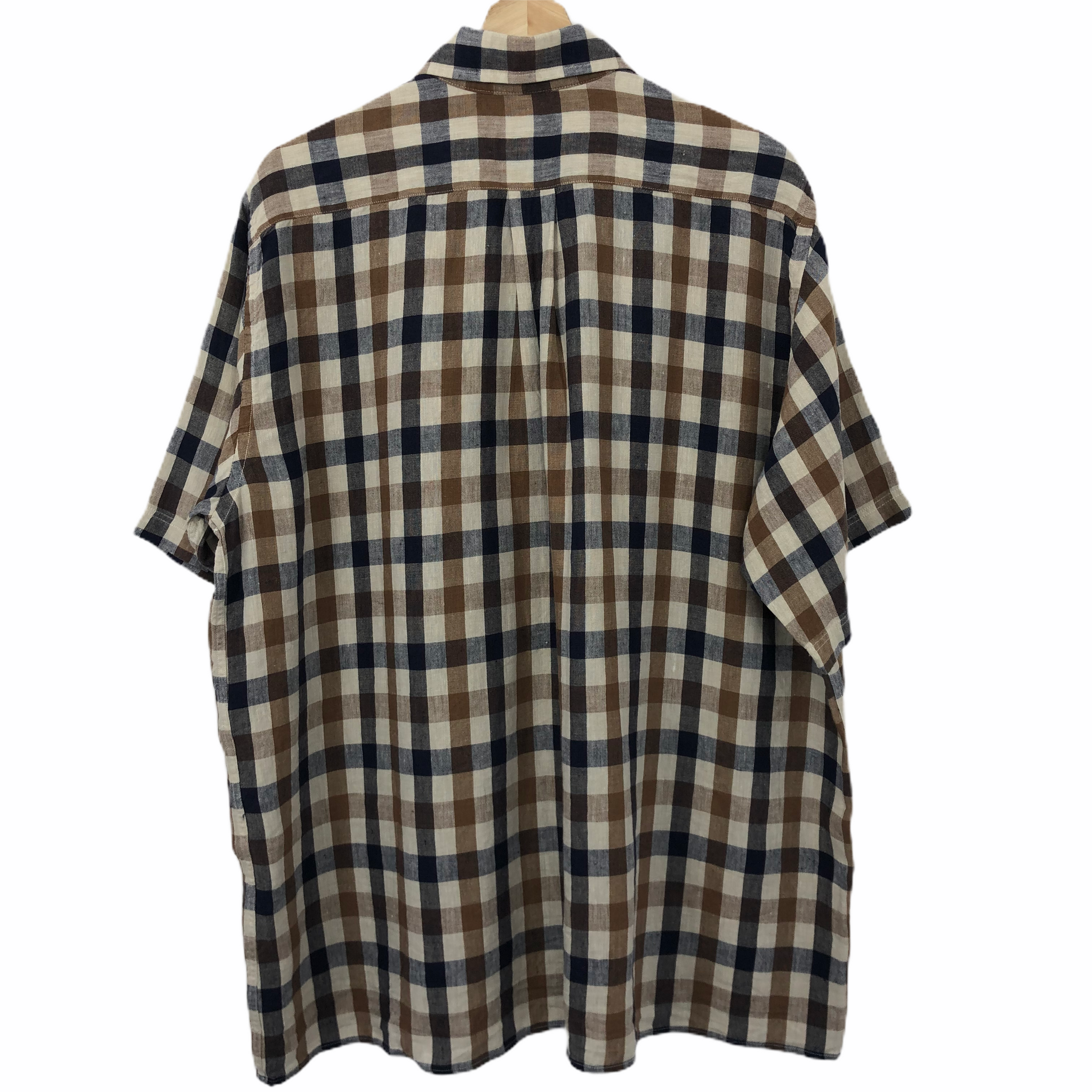 Aquascutum Block Check Short Sleeved Shirt Extra Large XL PTP