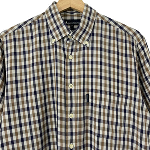 Aquascutum House Check Short Sleeved Shirt - Medium (M) PTP 21.75"