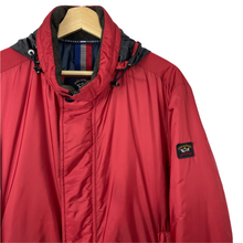 Load image into Gallery viewer, Paul and Shark Red Hooded Shimmer Jacket - Large (L) PTP 24.75&quot;
