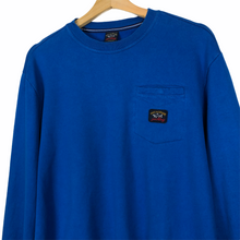 Load image into Gallery viewer, Paul and Shark Blue Crew Neck Pocket Logo Sweater - Large (L) PTP 23.5&quot;
