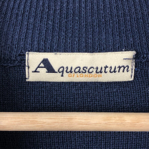 Aquascutum Navy / Check Zip Up Track Top - Large (L) PTP 23.25"