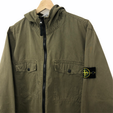 Load image into Gallery viewer, Stone Island Khaki Zip Up Hooded Overshirt - Extra Large (XL) PTP 23.75&quot;
