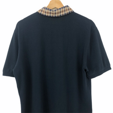 Load image into Gallery viewer, Aquascutum Navy / Check Collar Short Sleeved Polo - Extra Large (XL) PTP 22.5&quot;
