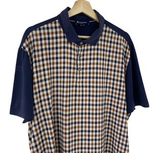 Aquascutum Navy / House Check Short Sleeved Polo - Triple Extra Large (XXXL) PTP 26"