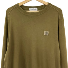 Load image into Gallery viewer, Stone Island Khaki Crew Neck Logo Sweater - Large (L) PTP 23.5&quot;
