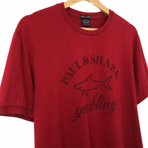 Paul and Shark Red Short Sleeved Logo T-Shirt - Large (L) PTP 20.25"