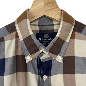 Aquascutum Block Check Long Sleeved Shirt - Medium (M) PTP 20.5"