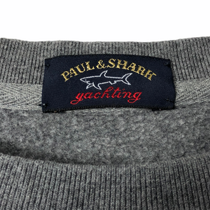 Paul and Shark Grey Crew Neck Logo Sweater - Large (L) PTP 23.25"