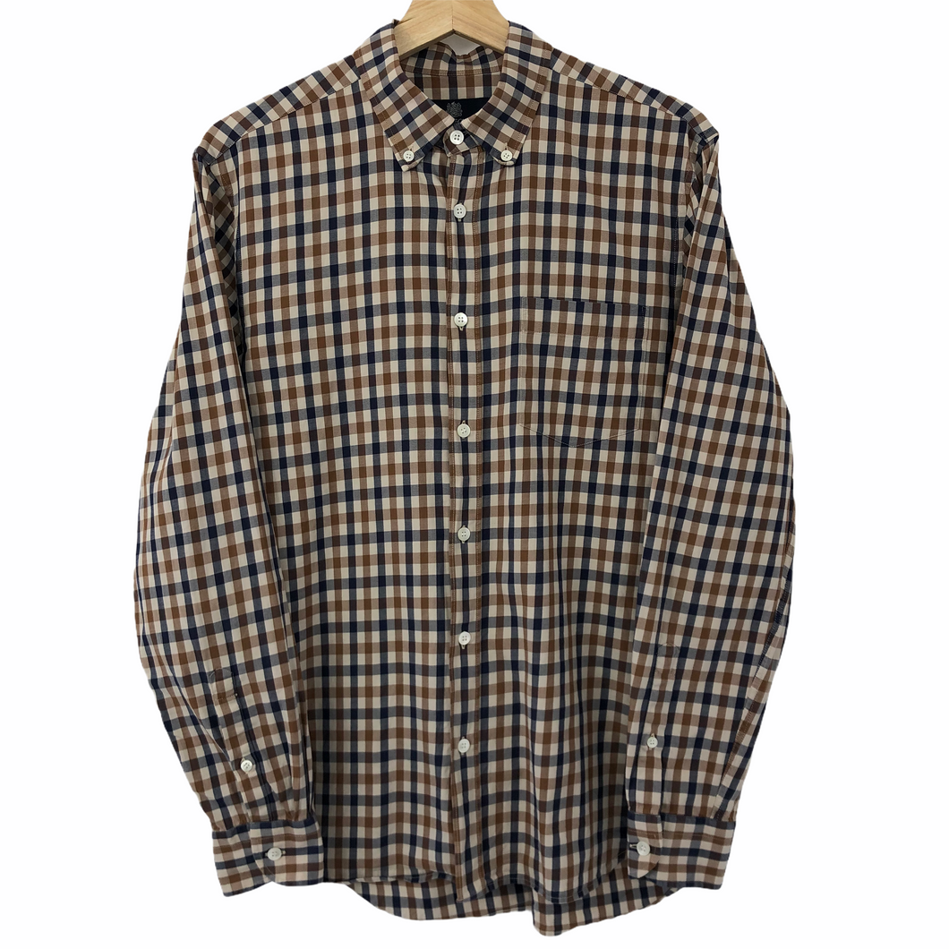 Aquascutum House Check Long Sleeved Shirt - Medium (M) PTP 20.25