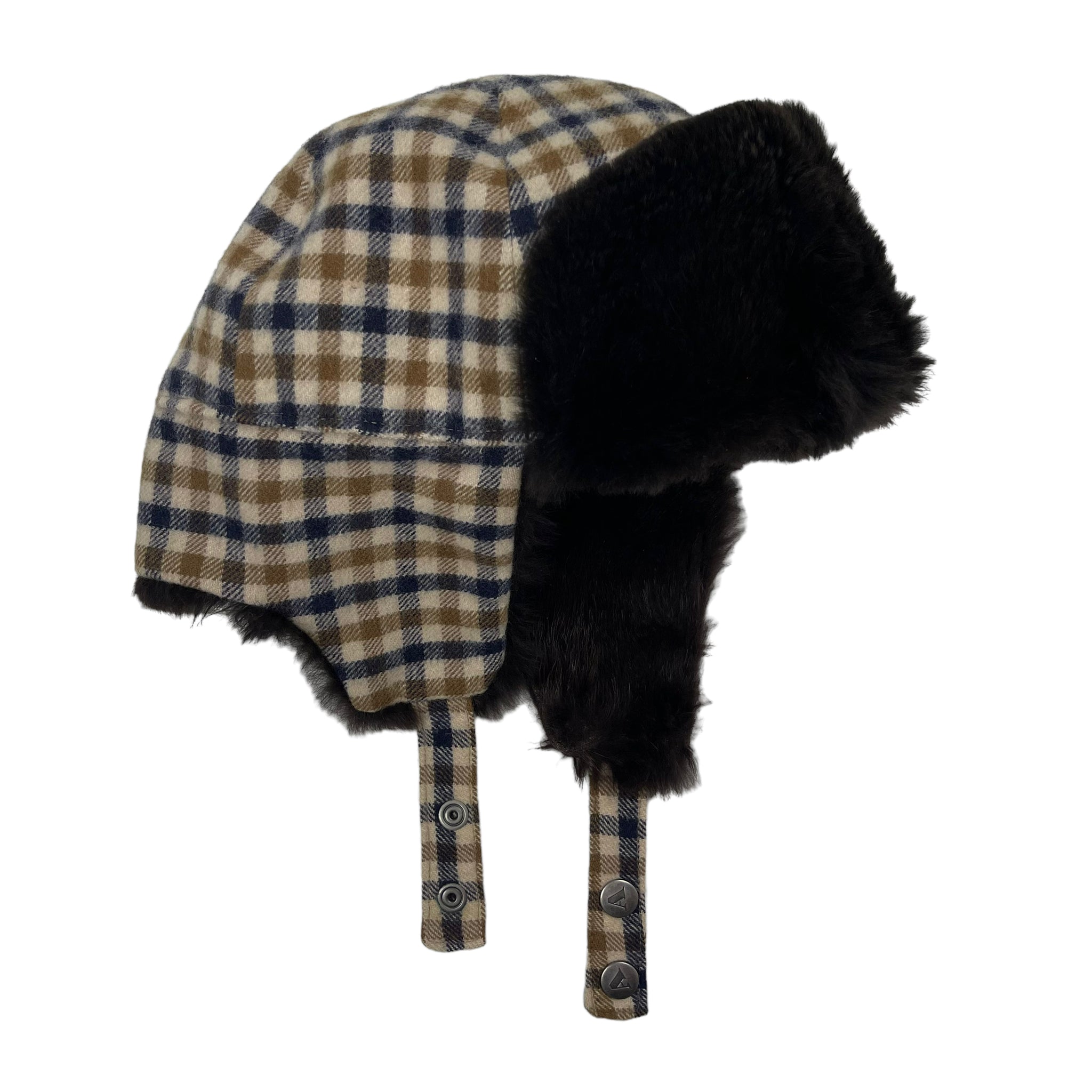 Aquascutum House Check Wool Trapper Hat Large L SWADS MENSWEAR