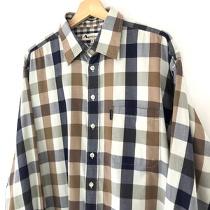 Aquascutum Block Check Long Sleeved Shirt - Extra Large (XL) PTP 27"