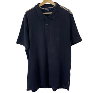 Aquascutum Navy / House Check Short Sleeved Polo - Triple Extra Large (XXXL) PTP 24"