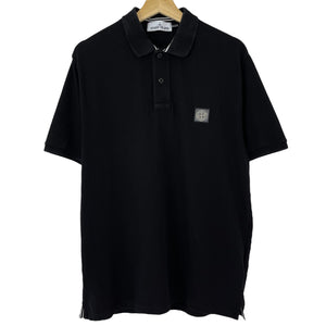 Stone Island Black Short Sleeved Polo - Large (L) PTP 21.5"