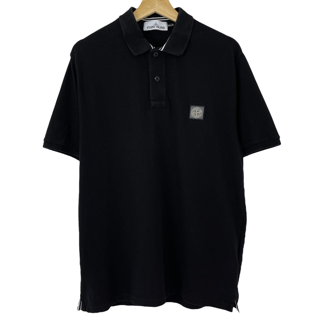 Stone Island Black Short Sleeved Polo - Large (L) PTP 21.5