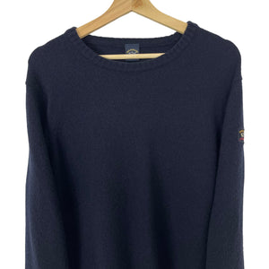 Paul and Shark Navy Crew Neck Wool Sweater - Large (L) PTP 22.5"