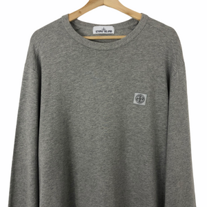 Stone Island Grey Crew Neck Logo Sweater - Double Extra Large (XXL) PTP 25.5"