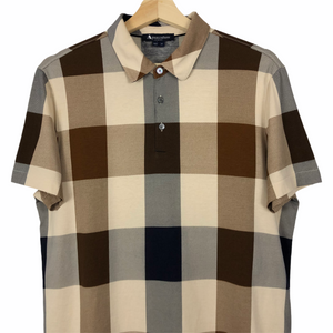 Aquascutum Block Check Short Sleeved Polo - Medium (M) PTP 20.25"