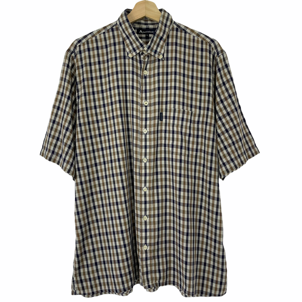 Aquascutum House Check Short Sleeved Shirt - Extra Large (XL) PTP 24.5