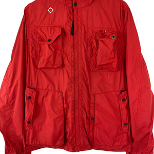 Ma.Strum Red Multi Pocket Hooded Sniper Jacket - Medium (M) PTP 22.75"