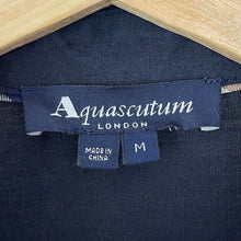 Load image into Gallery viewer, Aquascutum Navy / Block Check Long Sleeved Polo - Medium (M) PTP 22&quot;
