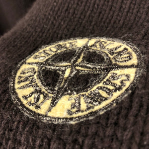 Stone Island Brown Button Up Embroidered Logo Knitted Jumper - Large (L) PTP 25.25"