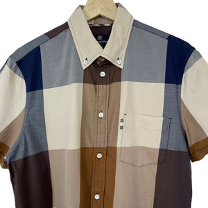 Aquascutum Block Check Short Sleeved Shirt - Medium (M) PTP 21"