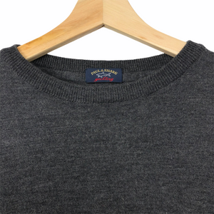 Paul and Shark Dk Grey 100% Wool Crew Neck Sweater - Medium (M) PTP 20"