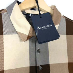 Aquascutum Block Check Short Sleeved Polo - Medium (M) PTP 20.25"