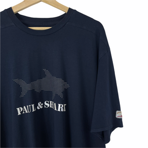 Paul and Shark Navy Short Sleeved Logo T-Shirt - Double Extra Large (XXL) PTP 25"