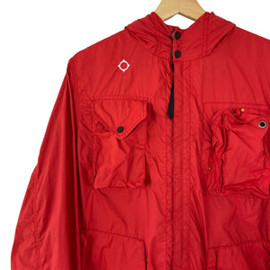 Ma.Strum Red Multi Pocket Hooded Sniper Jacket - Medium (M) PTP 22.75"