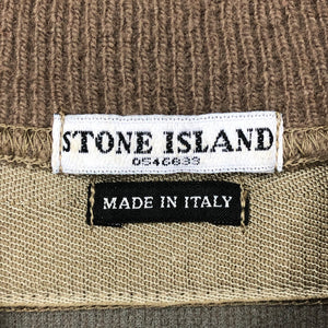 Stone Island Khaki Button Up Embroidered Logo Pullover - Large (L) PTP 23"