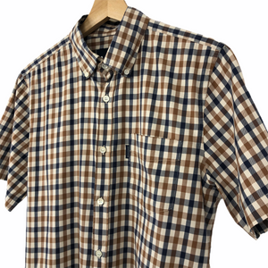 Aquascutum House Check Short Sleeved Shirt - Medium (M) PTP 20.5"