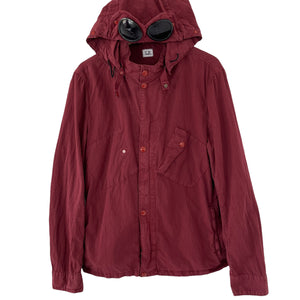 C.P Company Burgundy Goggle Hooded Overshirt - Large (L) PTP 22.75"