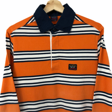 Load image into Gallery viewer, Paul and Shark Orange Striped Rugby Shirt - Medium (M) PTP 20.5&quot;
